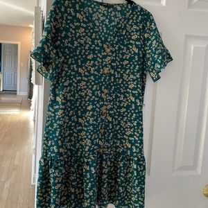 Shein dark green button down minidress